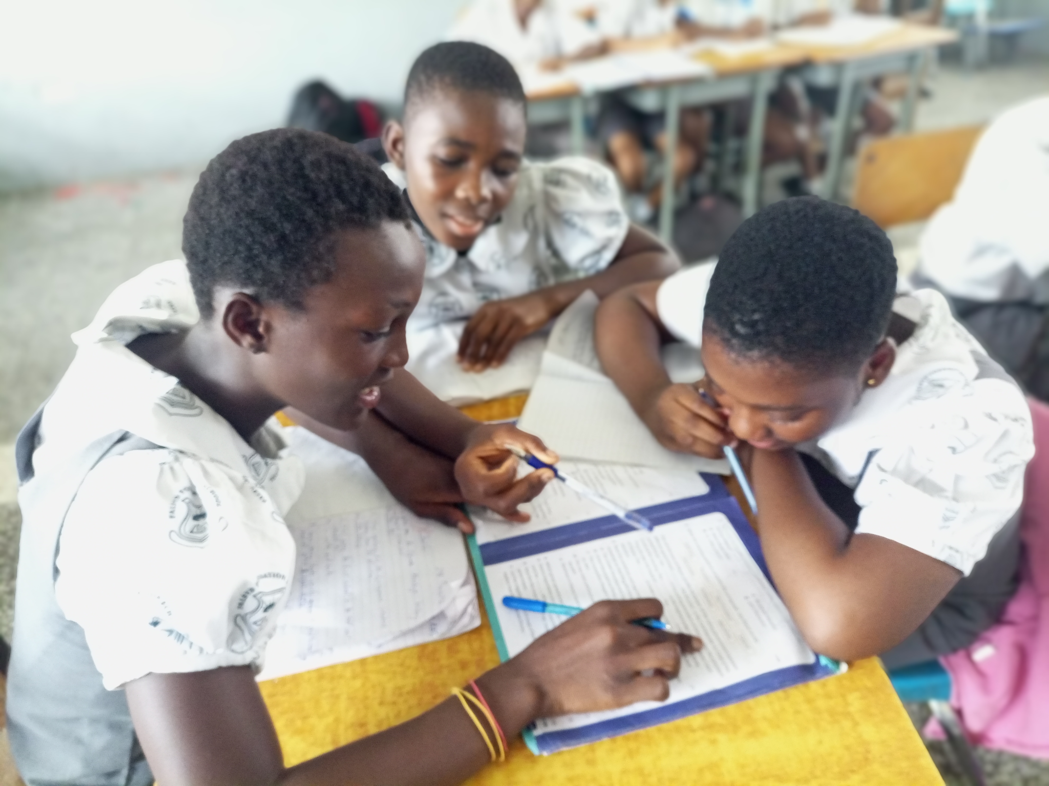 Students studying together in class