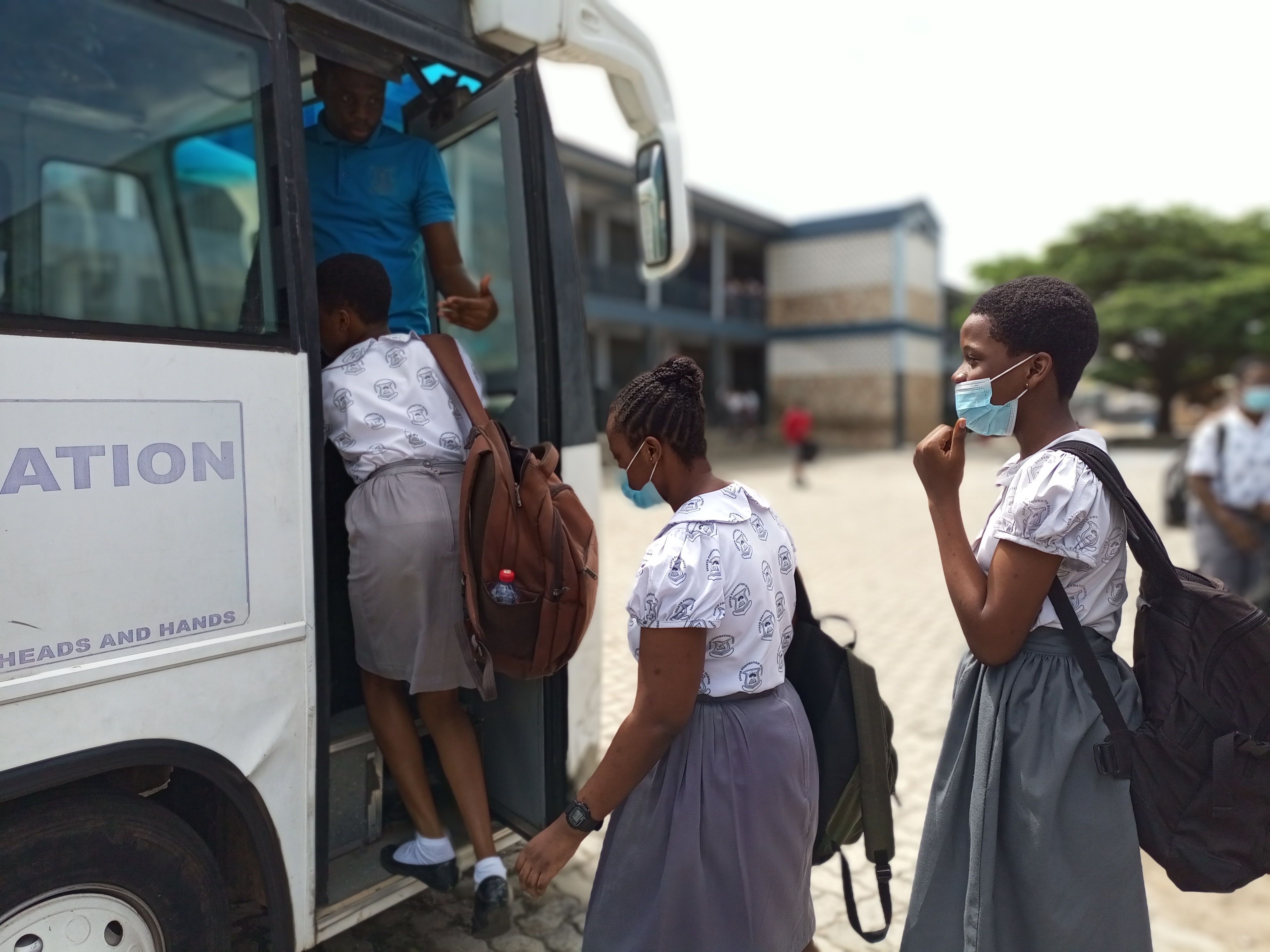 Falsyd students boarding the school bus